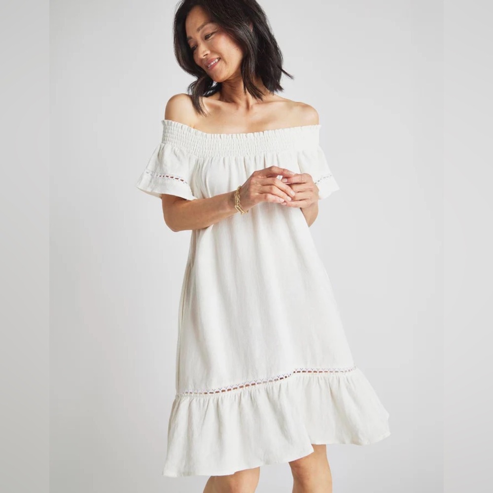 Splendid off the shoulder white Kaia dress, small, NWT